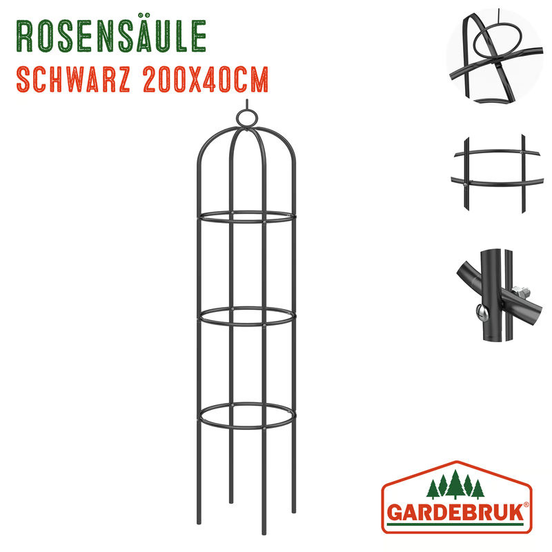 Gardebruk Rosensäule Rankhilfe aus Metall in Schwarz, Höhe: 200 cm, Breite: 40 cm - Bild 2
