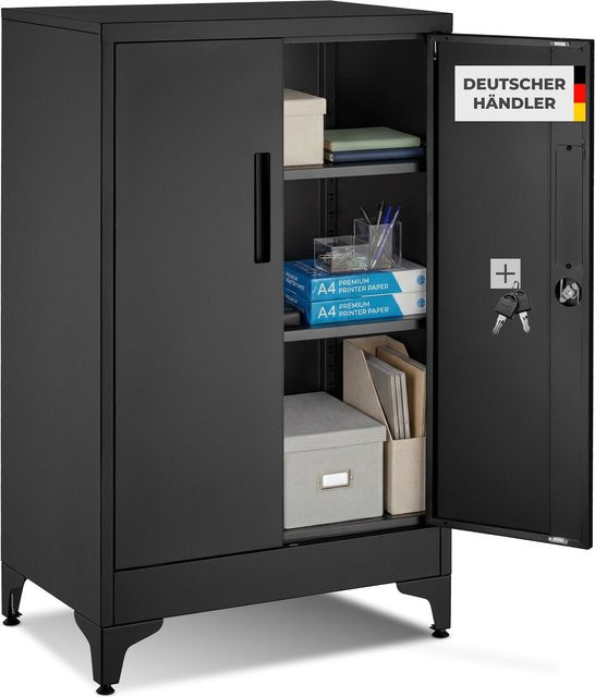 tectake Aktenschrank Blake Schwarz aus pulverbeschichtetem Stahl B/T/H: 60 x 40 x 100 cm - Bild 2