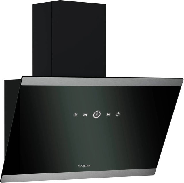 Klarstein FlashLine Dunstabzugshaube Schwarz mit LED-Display, A++, 524 m³/h, Abluft oder Umluft mit Aktivkohlefilter, Wandmontage - Bild 1