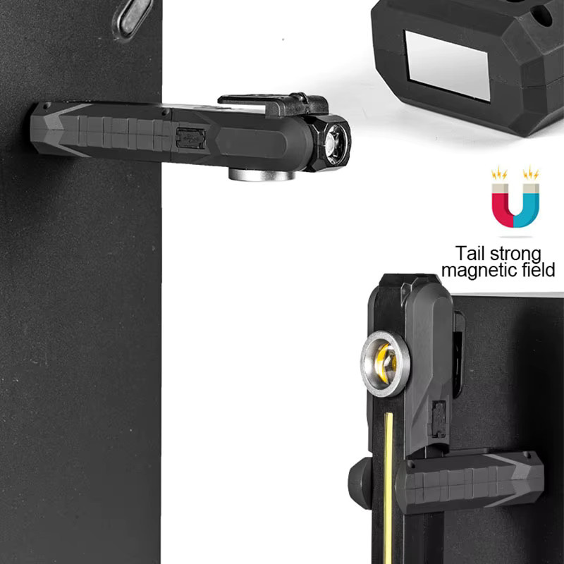 ESMARTER Magnetische LED Arbeitslampe mit COB-Flutlicht, USB wiederaufladbare Taschenlampe in Schwarz mit Haken und 4 Beleuchtungsmodi - Bild 4