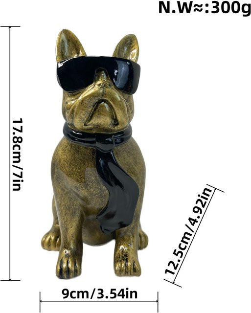 Yiran Furniture Modernes Hundeornament mit Schleife aus Kunstharz für die Tischdekoration in Schwarz, Weiß oder Gold - Bild 1