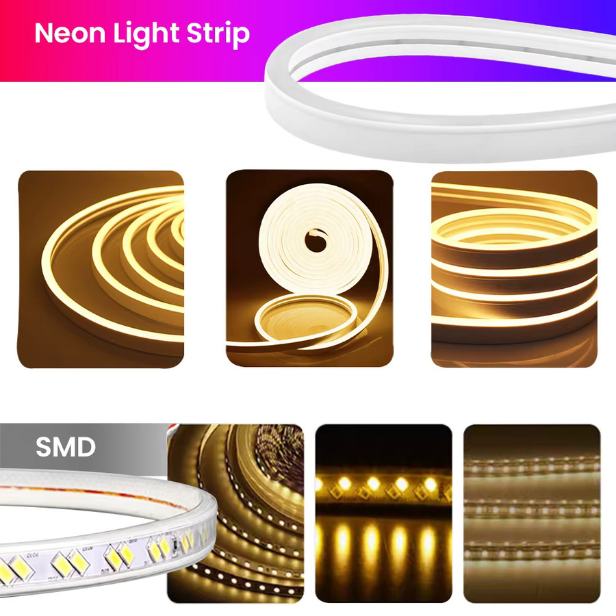 KISUFU Neon-LED-Streifenlicht aus Silikon, 12V, 120 LEDs/m, Breite: 6 mm, Tiefe: 12 mm, wasserdicht IP67, für Garten und Dekoration, Farben: weiß, blau, rosa, gelb, mehrfarbig - Bild 2