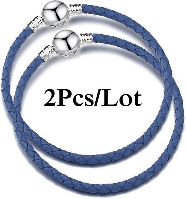 FASHION A JEWELRY Leder-Kettenarmbänder, 19cm, Damen, Herren - Bild 1
