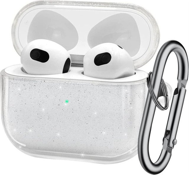 Transparente Glitzer Kopfhörerhülle mit Schlüsselanhänger für Apple AirPods Pro 2, AirPods 3, 2 und 1 - Bild 1