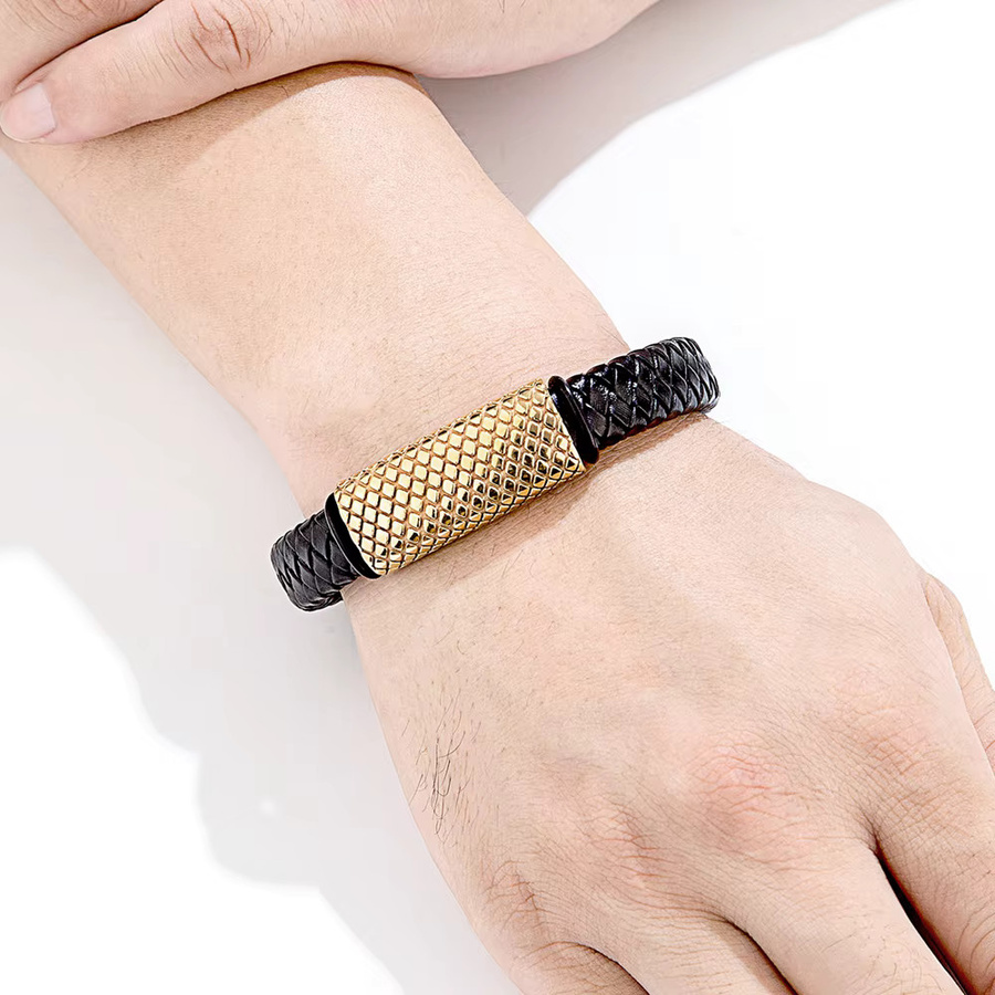 TYO Armband, Leder, Edelstahl, Magnet Schnalle, Herren - Bild 2