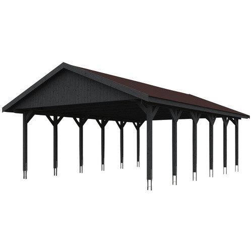 Skan Holz Carport Wallgau Satteldach aus Nadelholz in Schiefergrau B/T: 620 x 900 cm, Höhe: 354 cm - Bild 3