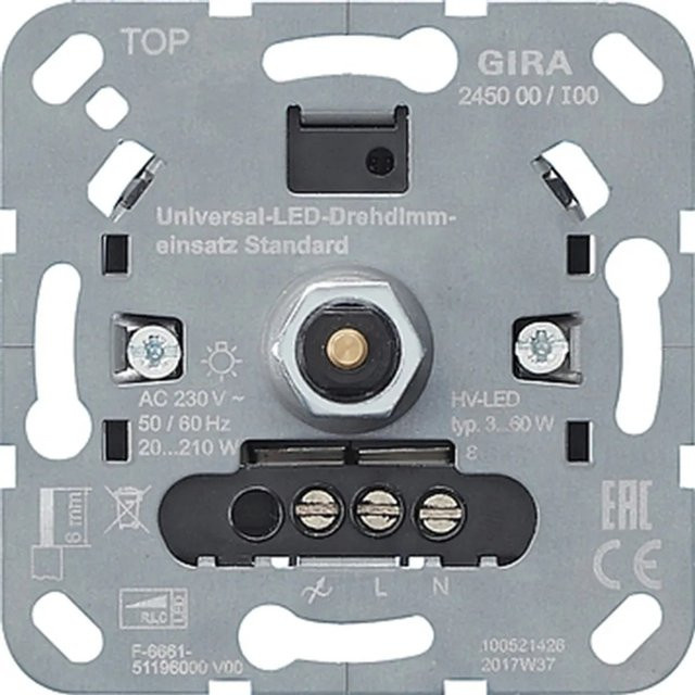 Gira LED Universal-Dimmereinsatz Standard Typ 245000 für Glühlampen und LED-Lampen - Bild 1