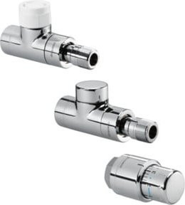 Oventrop HK-Anschluss-Set Baureihe E DN 15 Durchgangsform mit Thermostatkopf in Chrom - Bild 1