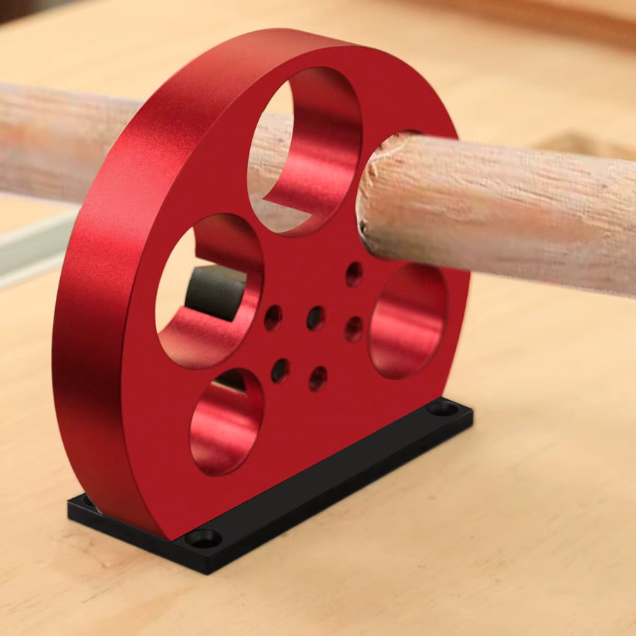JIGHOLE Dübel Maker Jig Kit mit Hartmetallklingen für die Holzbearbeitung, einstellbar für 8-20mm und 25-40mm, Farbe: Rot - Bild 3