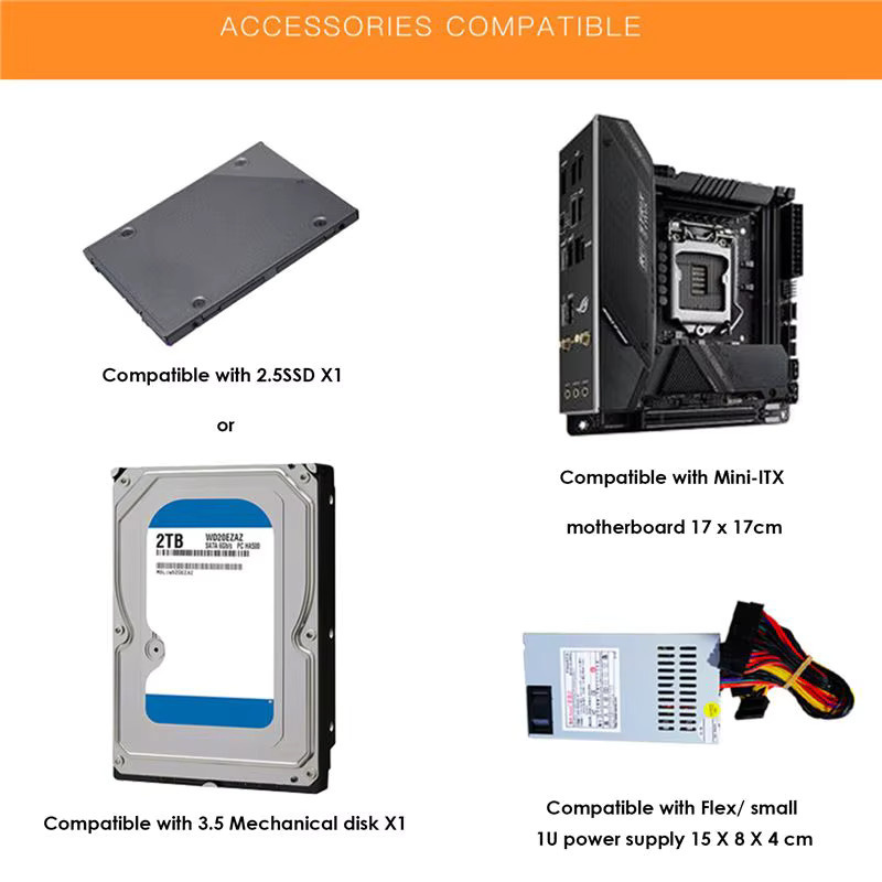 BAJEAL Exquisite-A09 Mini ITX Gaming PC Gehäuse mit USB 2.0 in Schwarz oder Silber - Bild 3
