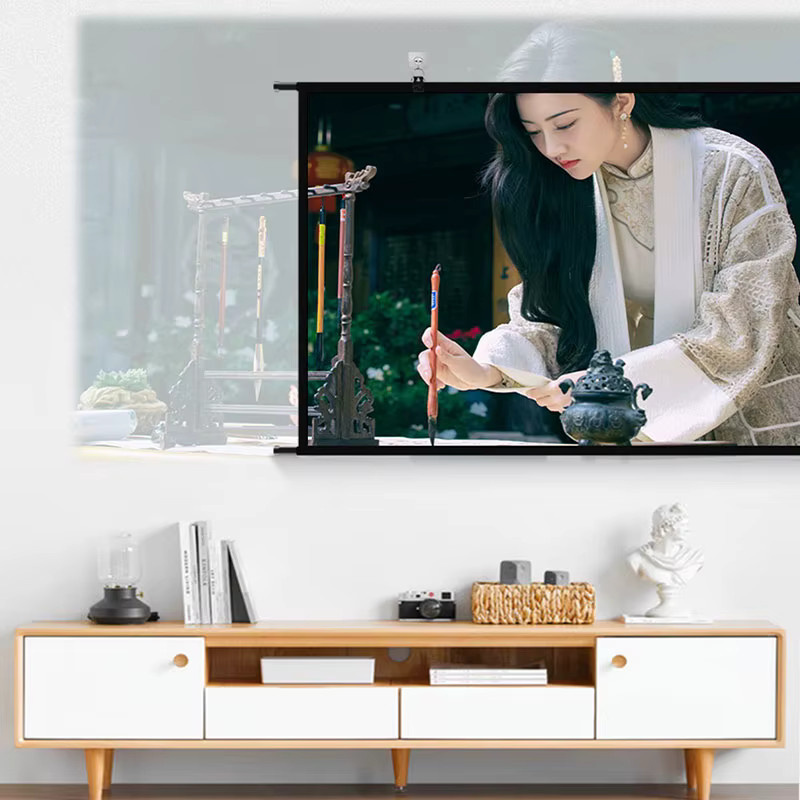 MIXITO Wandmontierte Anti-Licht-Projektor-Leinwand in Grau, tragbar und faltbar für Home Office und Outdoor - Bild 2
