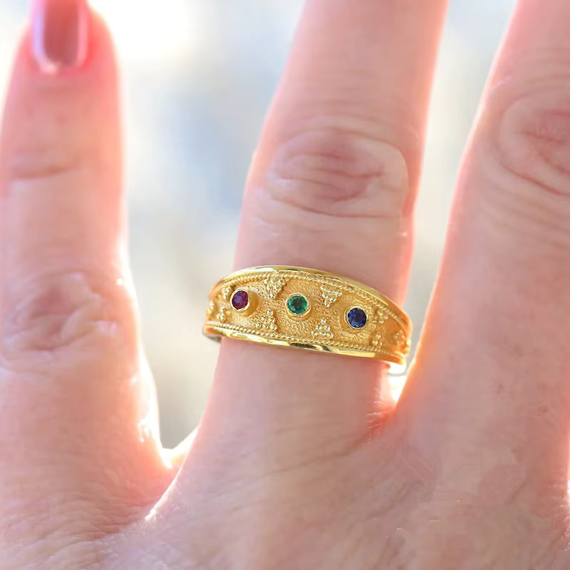 Huitan Ringe, farbige kubische Zirkonia, Goldfarbe, Damen - Bild 2