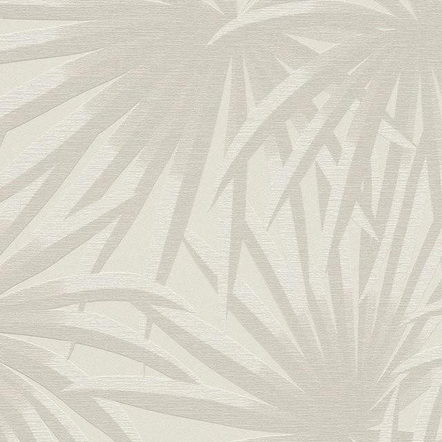 PROFHOME Natur Tapete Floral Matt in Creme und Hellgrau, Vlies-Tapete mit botanischem Muster, Breite: 0,53 m, Länge: 10,05 m - Bild 1