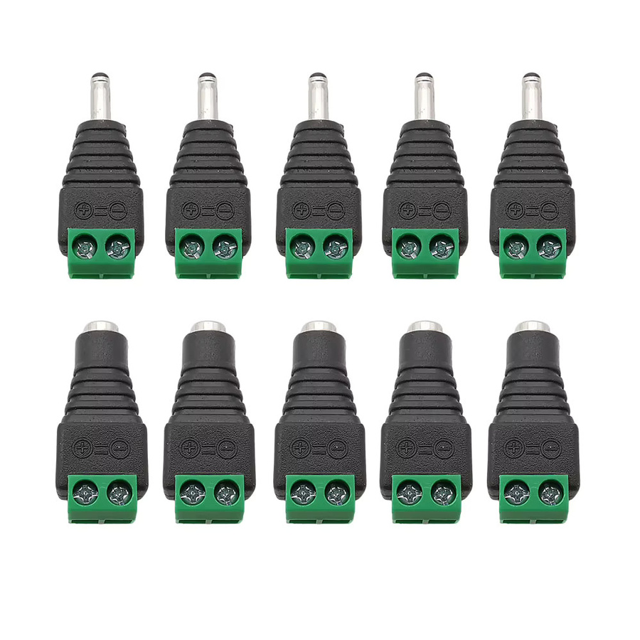 10 Stück DC 12 V Netzstecker Adapter Set mit männlichen und weiblichen Buchsen, 3,5 x 1,35 mm, Schraubklemmen-Anschluss für LED-Streifen und DIY-Projekte, Schwarz, Marke LOCHEUK - Bild 3