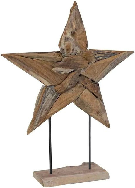 vidaXL Weihnachtsstern aus Massivholz Teak in Braun, H x B x T: 75 x 60 x 5 cm - Bild 1