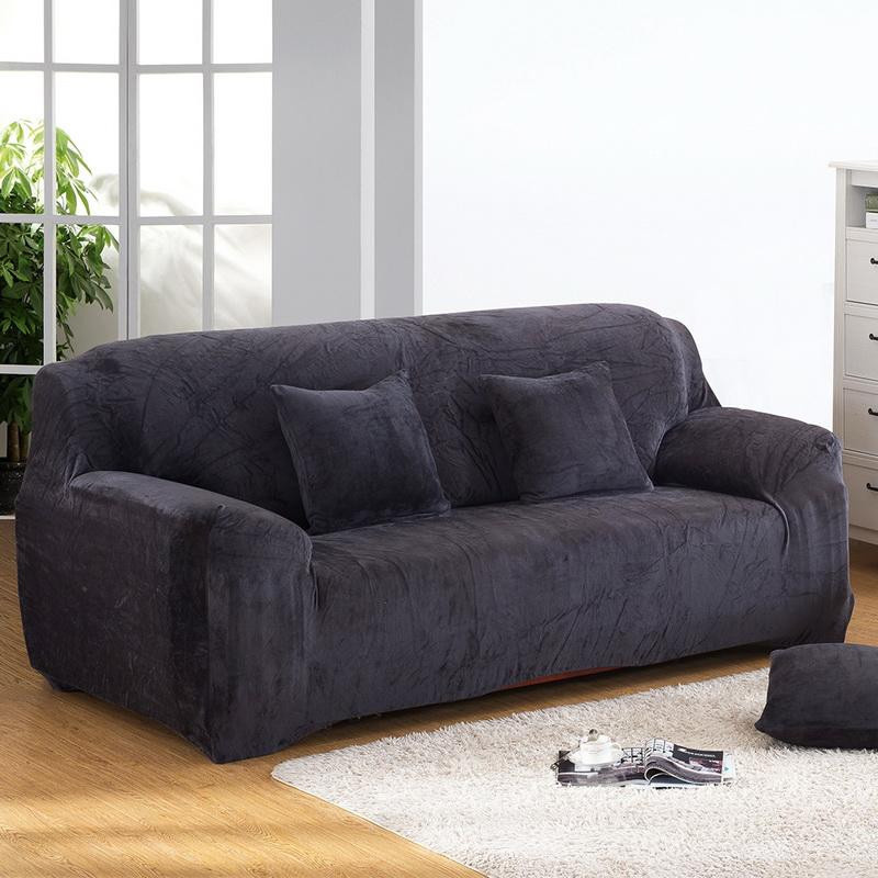 FORTUBI Samt-Sofabezug aus elastischem Stretch-Plüsch für 2-Sitzer, Breite: 145-185 cm - Bild 3