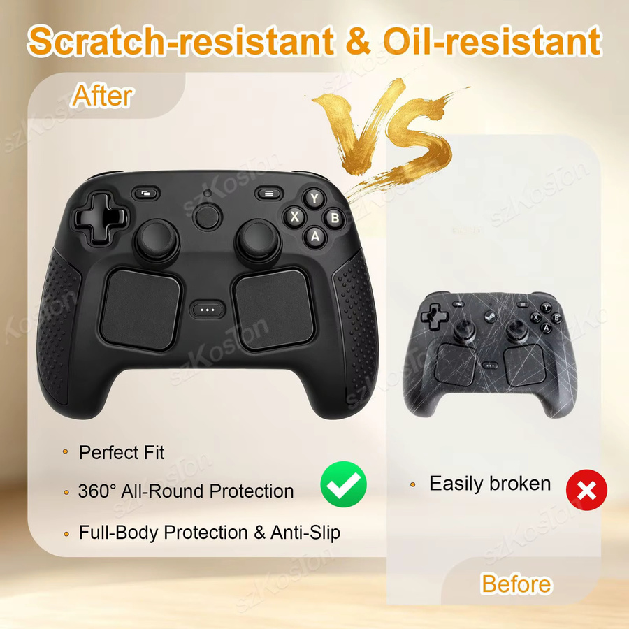 SZKOSTON Silikon-Schutzhülle für Steam Controller 2 in Schwarz, rutschfeste und stoßfeste Schutzschale - Bild 4