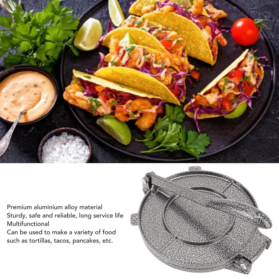 LMETJMA Tortillapresse aus Aluminium in Grau, Robuste Teigpresse für Tortillas, Patacones, Rotis und Quesadillas - Bild 4