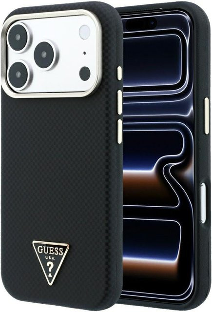 Guess MagSafe-Hülle für Apple iPhone 18 Pro und iPhone 17 Pro mit Kevlar-Dreieck-Logo in Schwarz - Bild 1