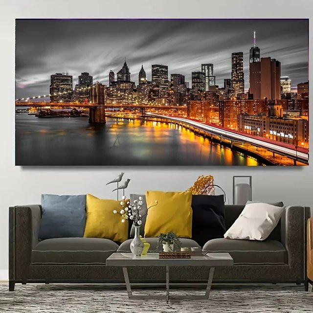 DIY Diamant-Malerei New York Manhattan Cityscape von funbeads mit runden Diamanten als Mosaik-Stickerei zur Wanddekoration - Bild 1