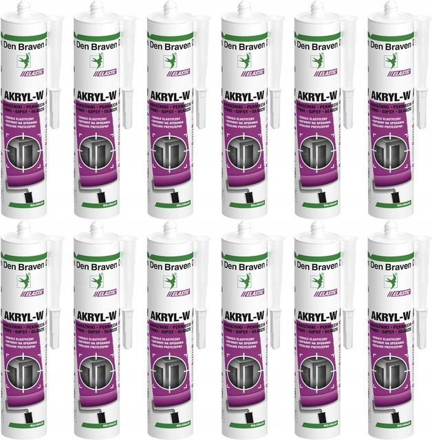 Den Braven Silikon-Acryl Dichtstoff Wasserbasiert Weiß, 12er Set, 280 ml pro Kartusche - Bild 1