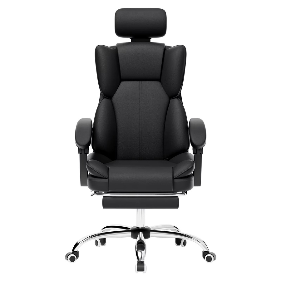 SUKIDA Gaming-Stuhl Ergonomischer Gamer-Stuhl mit Fußstütze und Kopfstütze in Beige-Schwarz aus Kunstleder - Bild 8