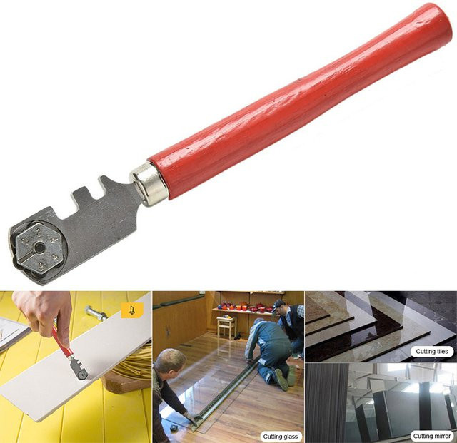Profi-Glasschneider mit 6 Wolframkarbid-Rädern für Glas und Fliesen in Rot - Bild 1