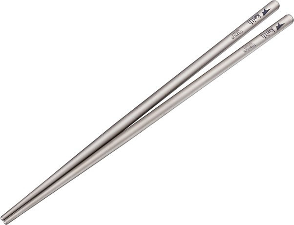 KEITH Titan Essstäbchen aus Titan in Silber, mattiert, hohl mit Rundprofil, Länge: 23,5 cm - Bild 1