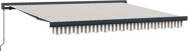 vidaXL Ausziehbare Markise in Hellgrau und Weiß mit Aluminiumgestell und Polyesterstoff, B: 450 cm, A: 300 cm - Bild 1