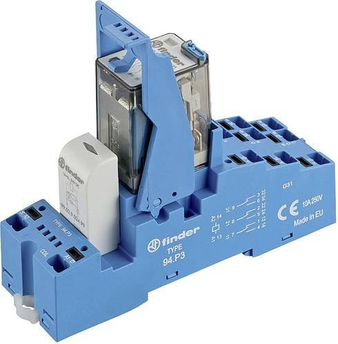 Finder Koppelrelais 58.P3.9.110.0050, 110 V/DC, 10A, 3 Wechsler, Blau, 10 Stück - Bild 1