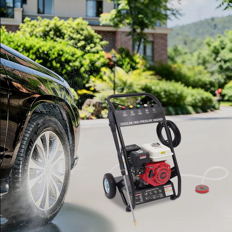 Bymaocar Benzin-Hochdruckreiniger mit 7 PS, 2200 PSI und 2,3 GPM, tragbares Reinigungsgerät inklusive 5 Sprühdüsen und 8 m Hochdruckschlauch - Bild 3