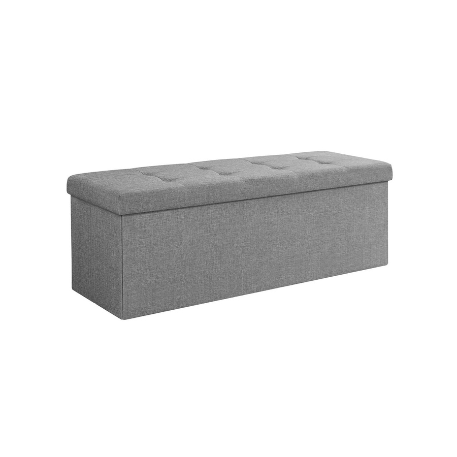Songmics Sitzbank mit Stauraum und gestepptem Design in Grau, B/T/H: 110 x 38 x 38 cm - Bild 2