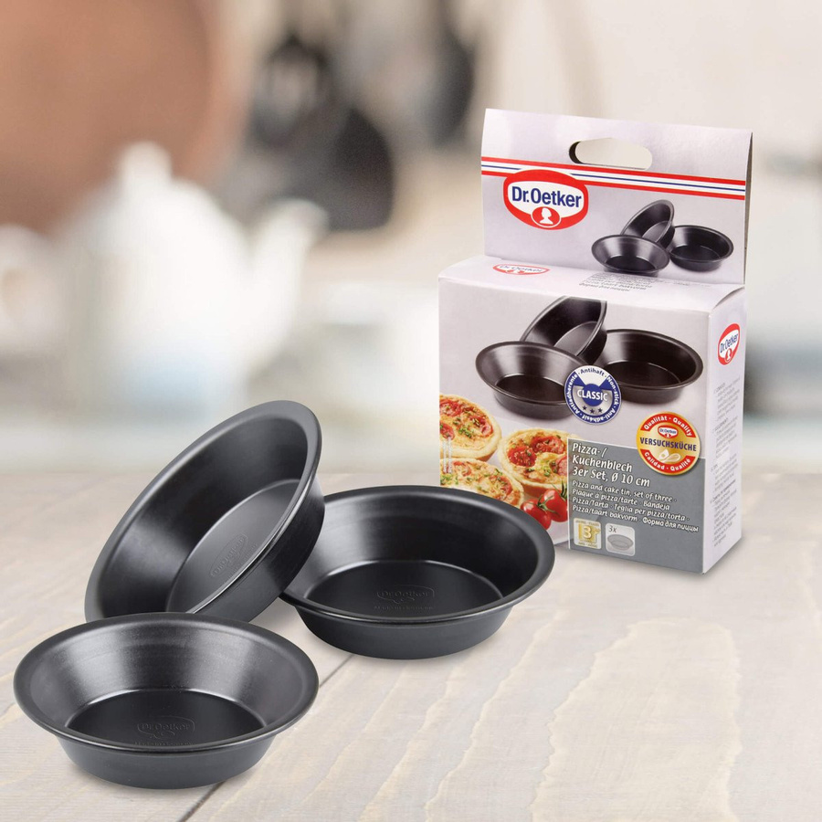 Dr. Oetker Mini Pizza Form rund, 3 Stück, Schwarz, Durchmesser: 10 cm, Antihaftbeschichtung - Bild 2