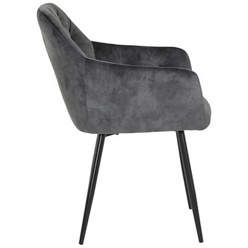 2er Set Stühle Hela in Anthrazit mit Samtvelour und Vintage-Steppung, B: 56 cm, H: 81 cm, T: 62 cm - Bild 3