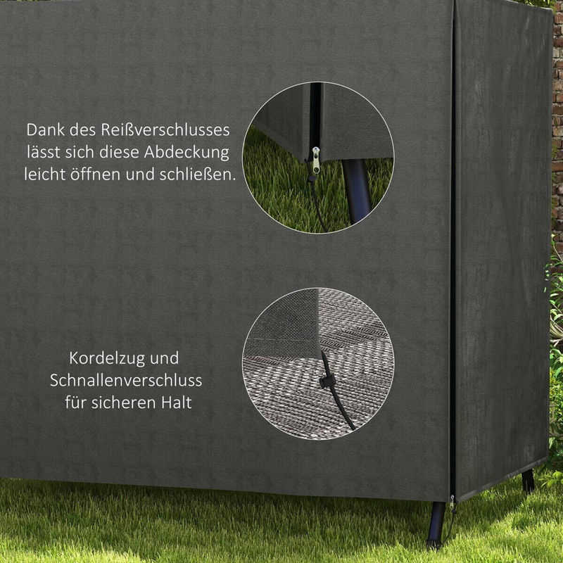 Outsunny Hollywoodschaukel Abdeckung für 3 Sitzer, wasserabweisende und UV-beständige Schutzhülle aus 420D Oxford Gewebe, Dunkelgrau, B/H/L: 177 x 114 x 152 cm - Bild 4
