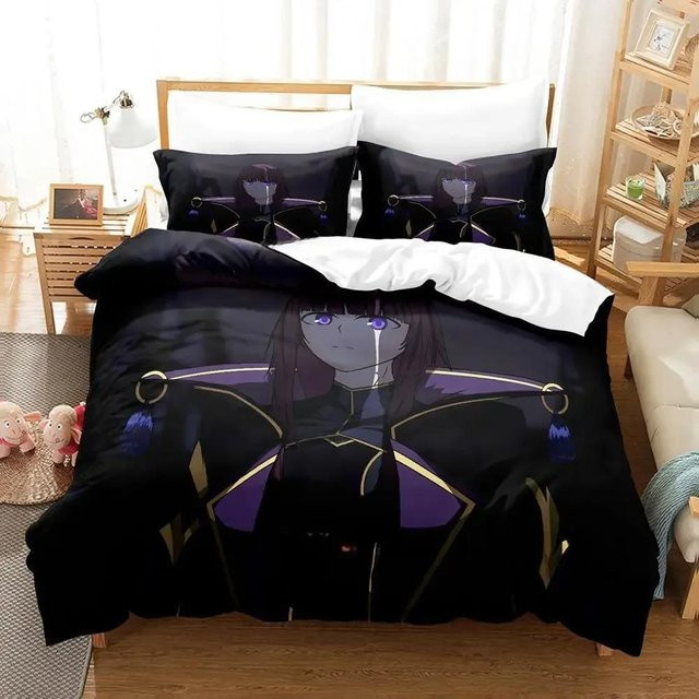 The Eminence in Shadow Cid Kagenou Bettwäsche-Set aus Mikrofaser, 3-teiliges Anime Bettwäsche-Set mit 3D-Design in Schwarz, Breite: 70 cm, Länge: 133 cm - Bild 1