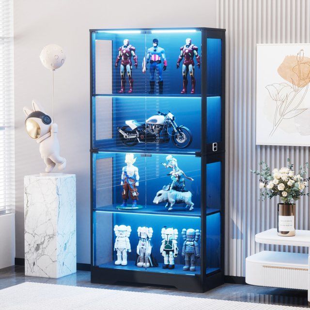 Comanlai Glasvitrine in Weiß mit LED-Beleuchtung und intelligenten Sensoren - Bild 1