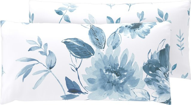 LIVARNO Edel-Renforcé-Kissenbezüge aus Baumwolle, 2 Stück, Blumen/weiß, B/H: 40 x 80 cm - Bild 1