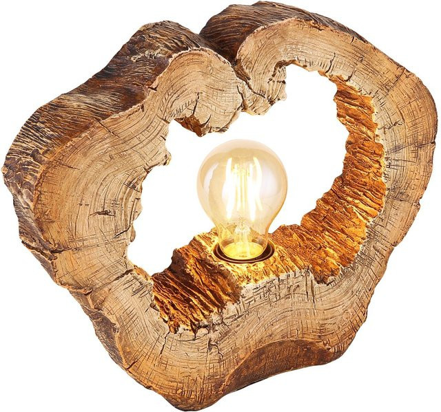 Globo Tischlampe Vinzenz in Holzoptik, braun, B/T/H: 30,5 x 8,5 x 25,5 cm - Bild 3