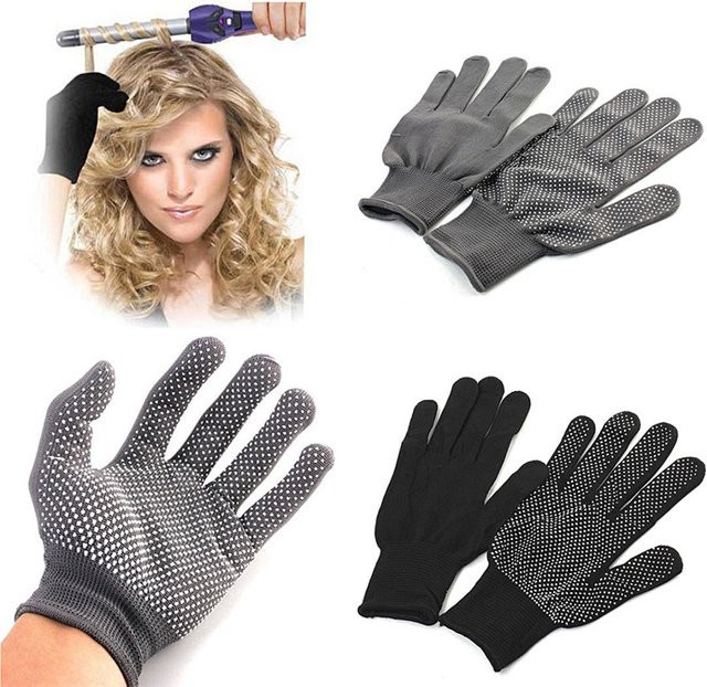 2 Stück Hitzebeständige Styling-Handschuhe für Haarstyling, Schwarz - Bild 1