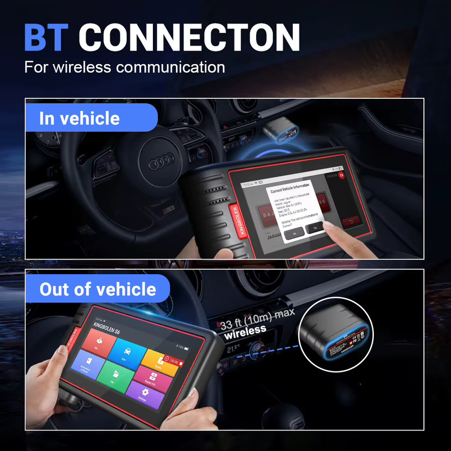 Kingbolen S6 OBD2 Scanner Bluetooth Diagnosegerät für alle Systeme mit CAN FD und FCA Unterstützung, Codeleser mit 28+ Wartungsfunktionen für SAS, BMS und TPMS in Schwarz - Bild 5