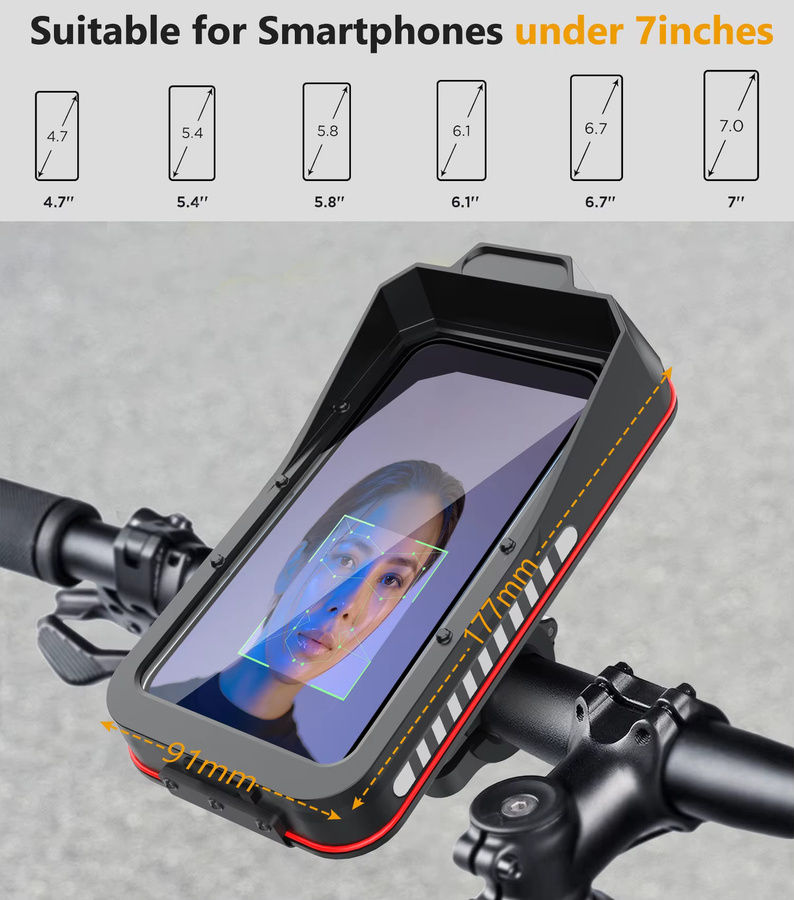 iBudim Wasserdichter Handyhalter für Motorrad und Fahrrad mit Schnellverschluss in Schwarz für Geräte von 4,7 bis 7,0 Zoll - Bild 4