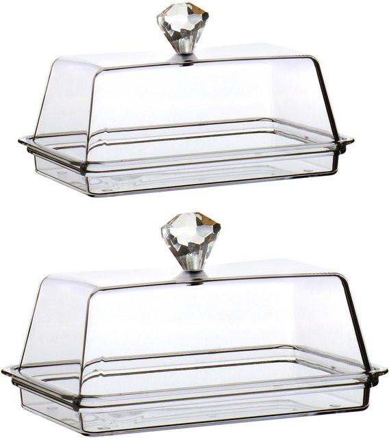 Kesoto Butterdose aus Glas mit Deckel, transparenter Butterbehälter für Käse und Butter, Küchenzubehör - Bild 1