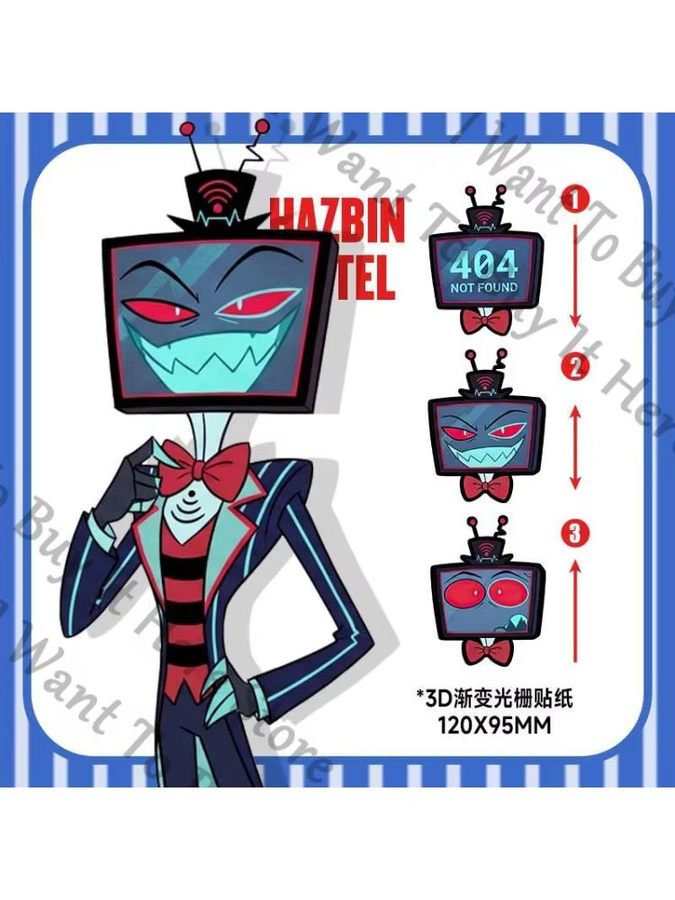 WONST Hazbin Hotel Vox Cosplay Aufkleber mit 3D-Gradienten-Gitter-Effekt in Mehrfarbig - Bild 3