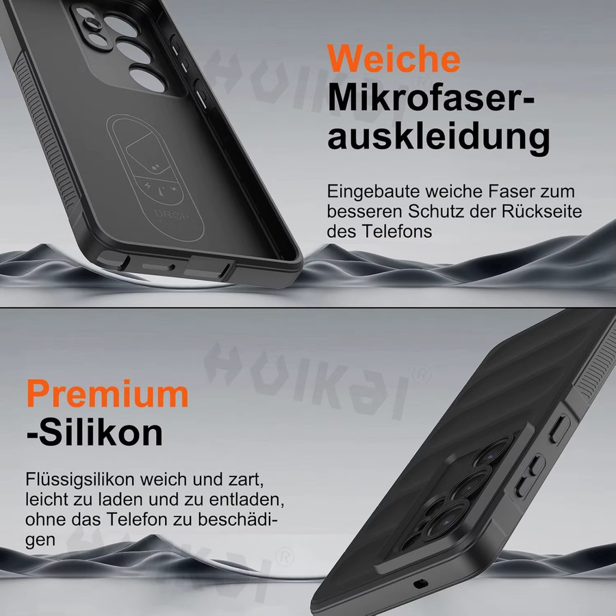 Ultradünne Flüssigsilikon-Handyhülle mit Mikrofaser-Innenfutter für Samsung Galaxy S26 Ultra S25 FE S25 Edge S24 Ultra S23 A17 A56 A36 A16 in Schwarz - Bild 4