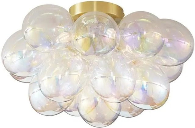 QAZQA Deckenleuchte Uvas 4-flammig in Messing mit Regenbonglas in Gold und Multicolour - Bild 1