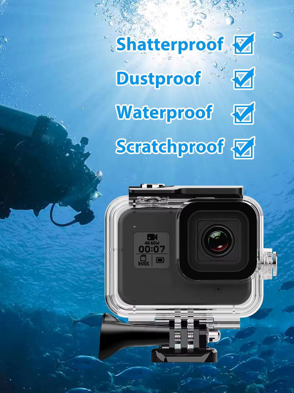 Wasserdichtes Unterwassergehäuse mit Tauchfilter für GoPro 5, 6 und 7 in Transparent - Bild 7