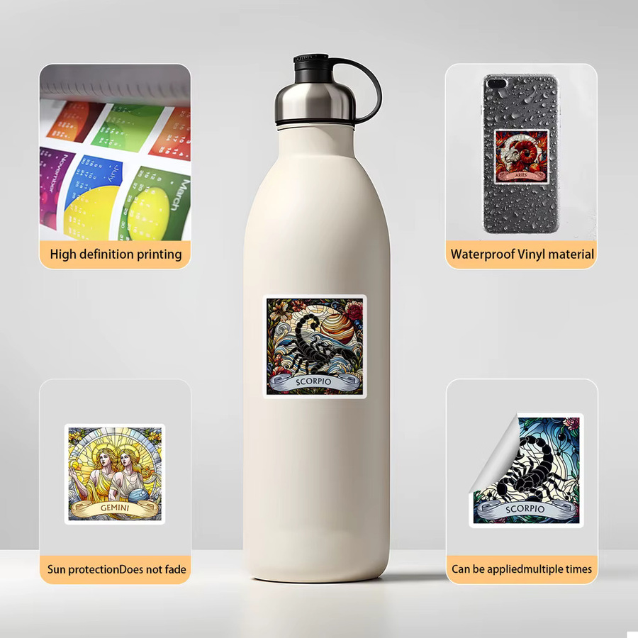 50 Stück wasserfeste Sternzeichen-Graffiti-Aufkleber in Multicolor für Wasserbecher und Telefon von YourLife Store - Bild 4