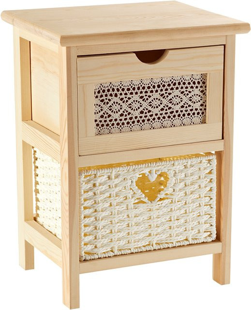 Kommode Romantik von viva domo in Braun mit Holz und Korb im Häkelmuster - Bild 1