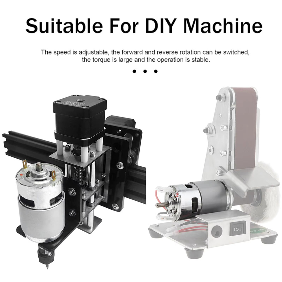 ChgImposs 775 Gleichstrommotor mit Halterung, 12 V-24 V, Silber, hohes Drehmoment und doppeltes Kugellager für Tischkreissägen oder Schleifmaschinen - Bild 3